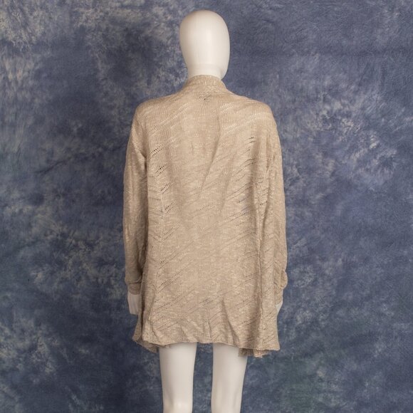 Eileen Fisher Cream Open Cardigan Italian Yarn Sz M Linen Blend - Picture 3 of 4